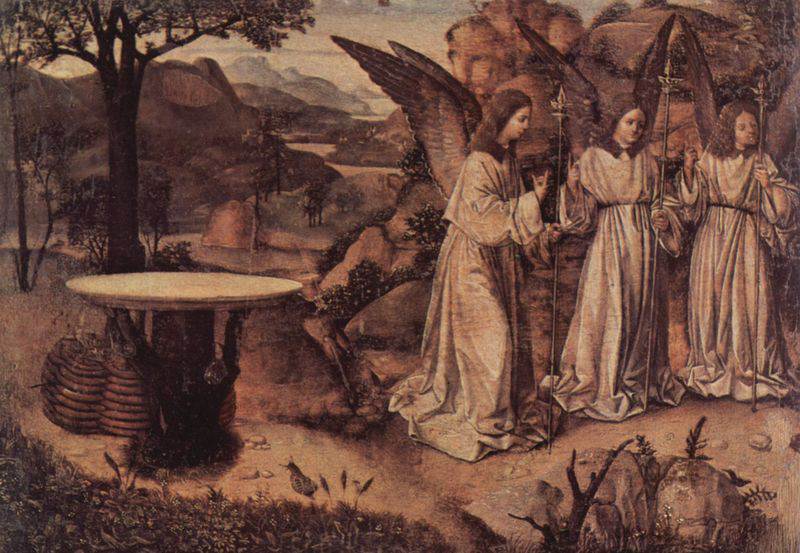 Antonello da Messina, L'apparition des 3 anges à Abraham, détail (Museo della Magna Grecia - Yorck Project)